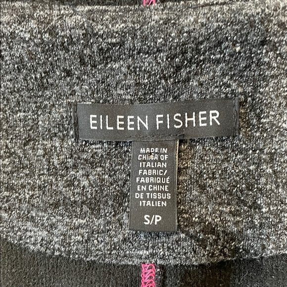 Eileen Fisher Womens Charcoal Jaquard Asymmetrical Zip Hooded Vest Size S Sporty - Picture 9 of 11